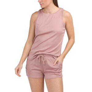 NICOLE MILLER Gemini 2pc Ribbed Crew Neck Tank And Shorts Set